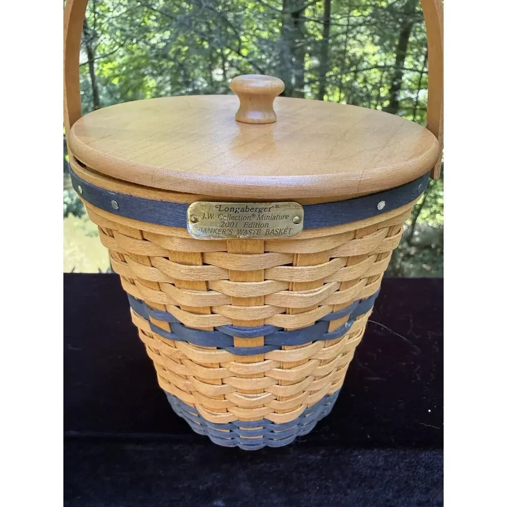 Longaberger J.W. Collection Miniature Banker's Waste Basket 2001 Edition